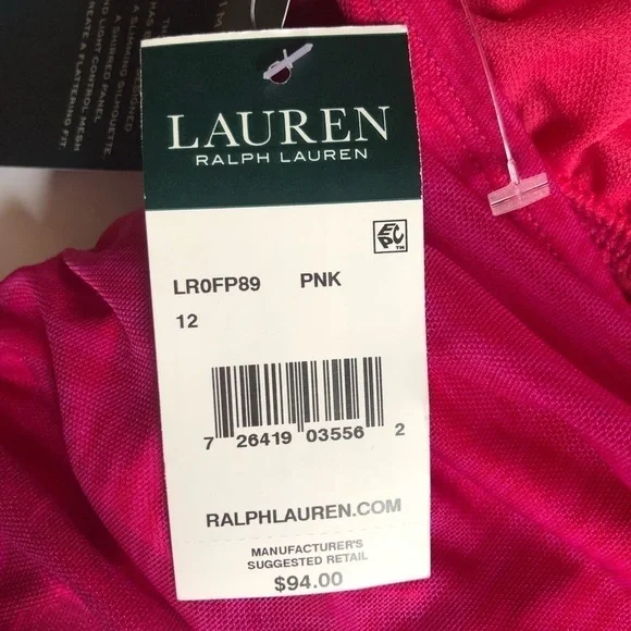 LAUREN Ralph Lauren Ombre Palm High Neck Ruched Halter Slimming Tankini Size 12 - Picture 10 of 16